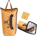 Bright yellow FlameFam BBQ Meat Resting Blanket, large enough for a brisket, shown ready for use.