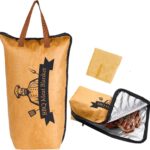 Bright yellow FlameFam BBQ Meat Resting Blanket, large enough for a brisket, shown ready for use.
