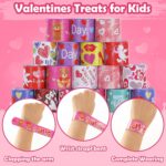 A collection of 36 Genuvi Valentine's Day slap bracelets in various designs like hearts, cupids, and gift boxes.