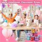 A collection of 36 Genuvi Valentine's Day slap bracelets in various designs like hearts, cupids, and gift boxes.