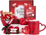 A JOYOFUN Red Rose & Heart Love You Mug Gift Set, featuring a magic coffee mug, red soap roses, a scented candle, and heart o