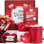 A JOYOFUN Red Rose & Heart Love You Mug Gift Set, featuring a magic coffee mug, red soap roses, a scented candle, and heart o