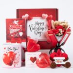A JOYOFUN Red Rose & Heart Love You Mug Gift Set, featuring a magic coffee mug, red soap roses, a scented candle, and heart o