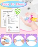 A collection of 30 individually packaged Kidific Valentine's squishy toys, including hearts, bears, peaches, and flowers.