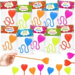A colorful assortment of 28 heart-shaped sticky hands in red, orange, blue, green, and rose, each with a matching Valentine's