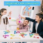 A colorful assortment of 28 heart-shaped sticky hands in red, orange, blue, green, and rose, each with a matching Valentine's
