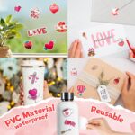 A colorful assortment of 150 LINAYE Valentine's Day vinyl stickers featuring hearts, bears, and 'LOVE' designs.