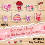 A colorful assortment of 150 LINAYE Valentine's Day vinyl stickers featuring hearts, bears, and 'LOVE' designs.