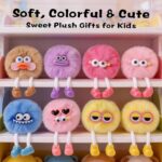 A colorful assortment of 24 LinkCute plush keychains and Valentine's Day cards, individually packaged for gifting.