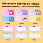 A colorful assortment of 24 LinkCute plush keychains and Valentine's Day cards, individually packaged for gifting.
