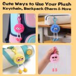 A colorful assortment of 24 LinkCute plush keychains and Valentine's Day cards, individually packaged for gifting.