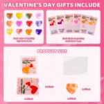 A pile of 24 small, colorful Valentines-themed squishy stress balls featuring various designs like hearts and cute characters