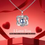 Qnxoat r preserved red rose necklace with a heart pendant that projects "I Love You" inside a light-up gift box.