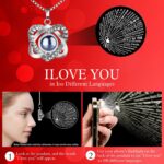 Qnxoat r preserved red rose necklace with a heart pendant that projects "I Love You" inside a light-up gift box.